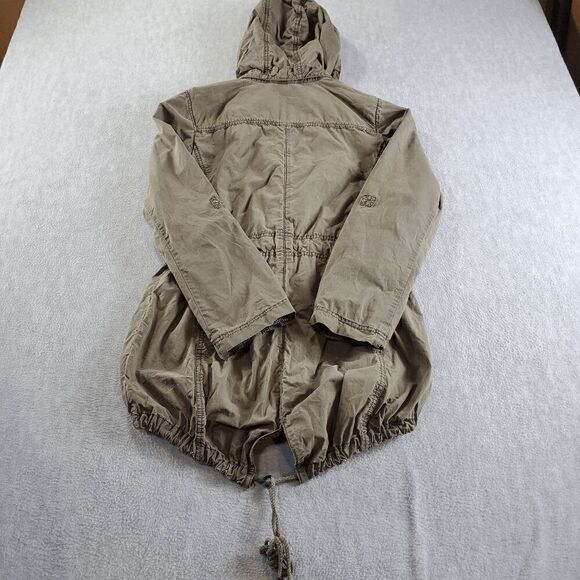 Levi's Jacket Women Small Green Solid Distress Military Utility Drawstring Waist - Picture 15 of 16